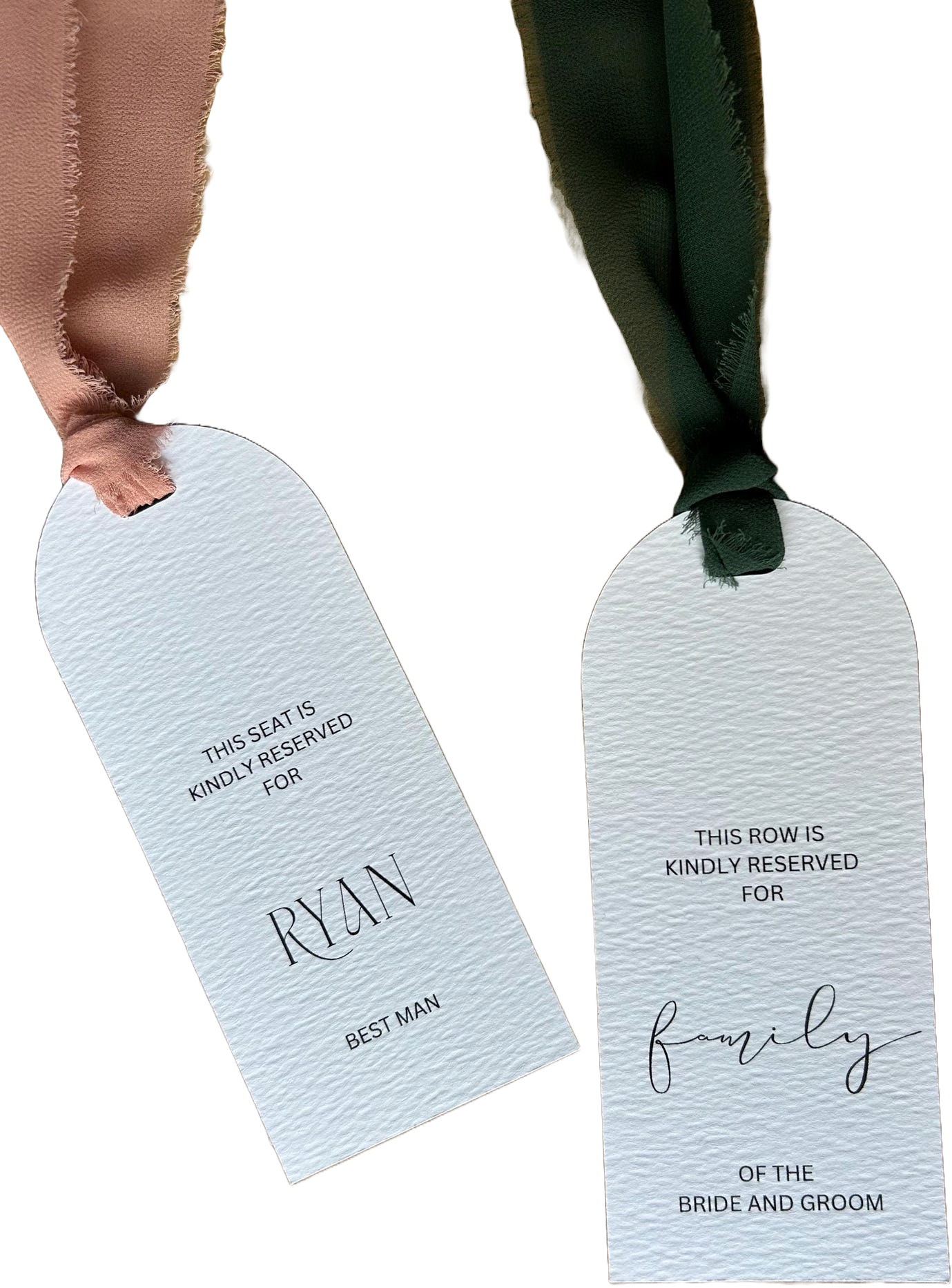 Custom Arched, Textured Cardstock with Ribbon